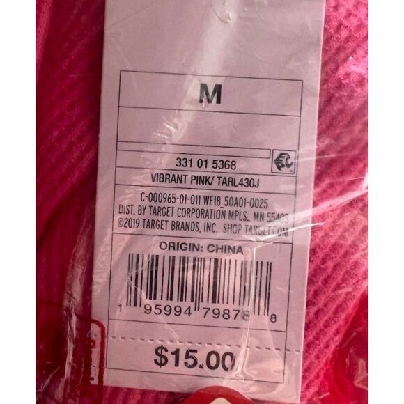 Wild Fable Women's Long Sleeve V-Neck Waffle Boxy T-Shirt Pink Medium - Picture 5 of 5